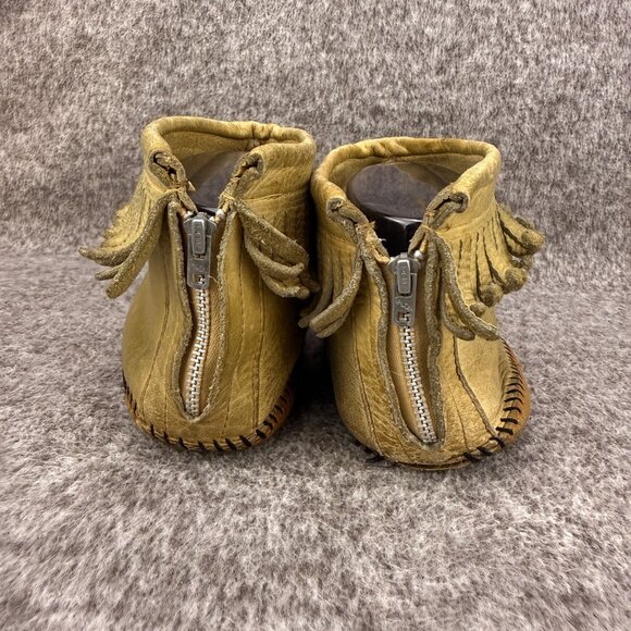 ✅VTG Handmade Leather Fringe Moccasins -Talon Zipper ✅NO SIZE -CONDITOIN ISSUES - Picture 9 of 14